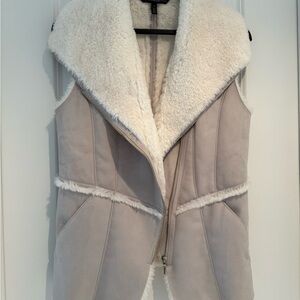 White House Black Market Cream Suede Vest